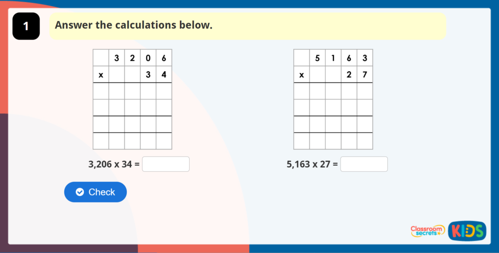 Year 5 Multiply 4 Digits by 2 Digits