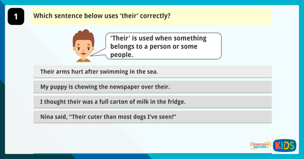 Year 3 There Their They're Activity