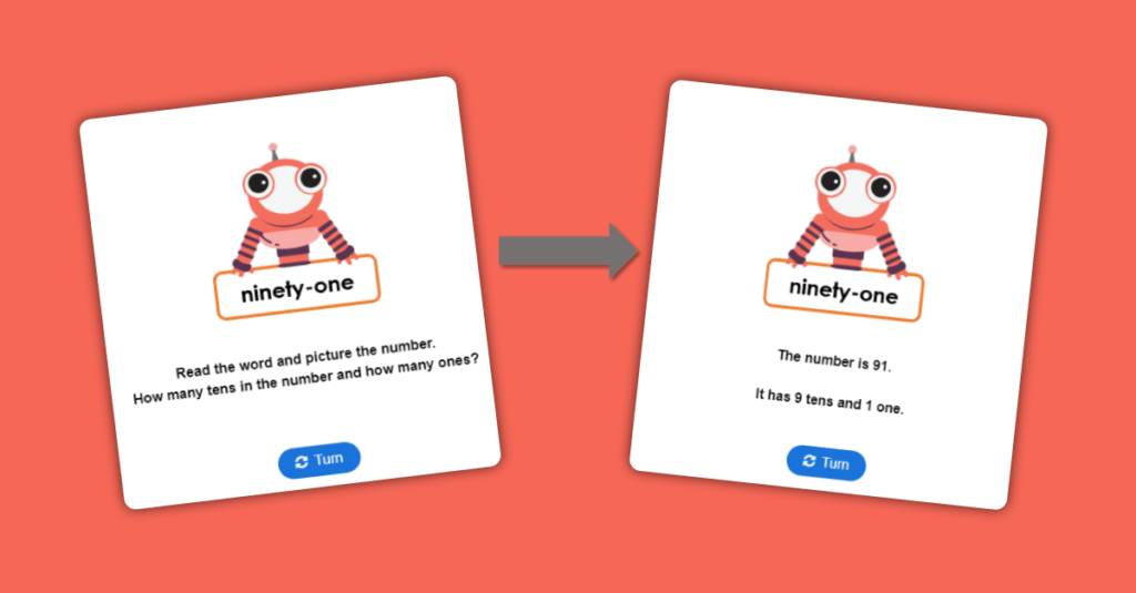 Read and write numbers to 100 flashcard