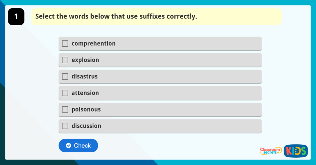 Year 4 Using Suffixes Game