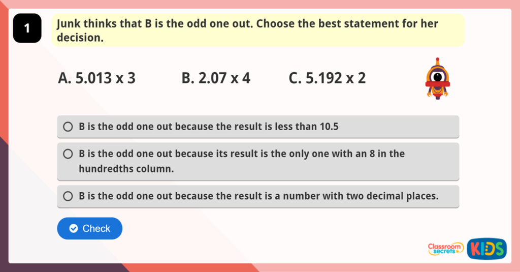 Year 6 Multiply Decimals by Integers Reasoning Practice
