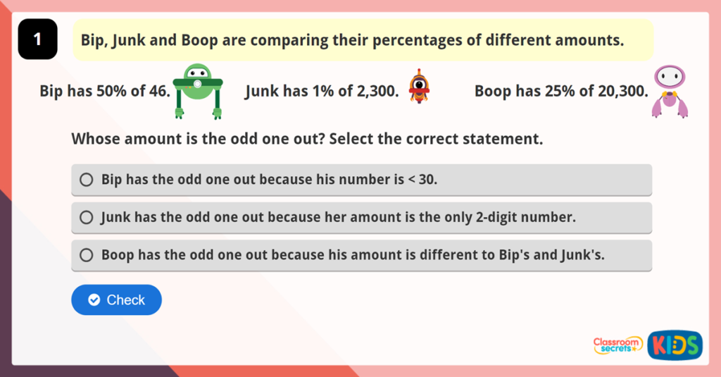 Year 6 Percentage of an Amount Activity 1