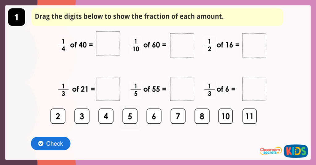 Year 3 Fractions Consolidation Game