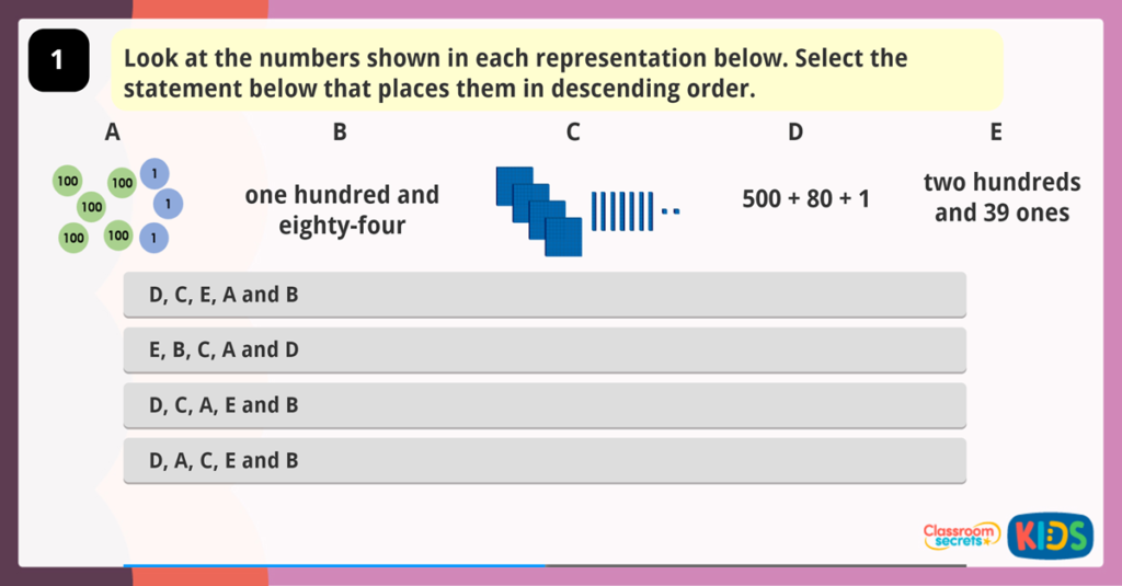 Year 3 Ordering Numbers Game