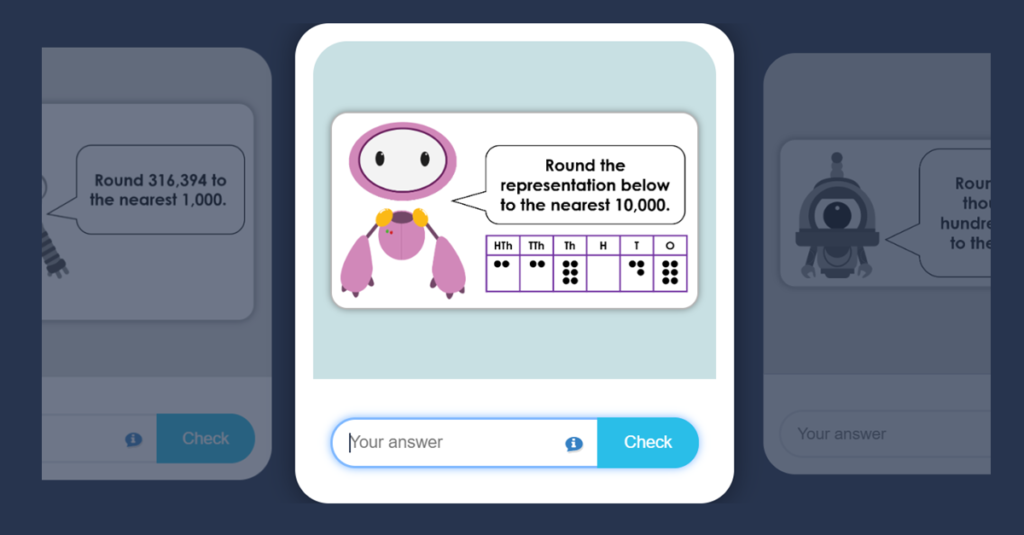 Round any number up to 1,000,000 o the nearest 10, 100, 1,000, 10,000 and 100,000