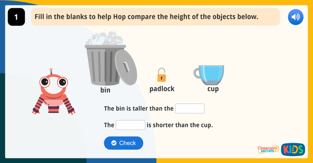 Year 1 Compare Length and Height Activities
