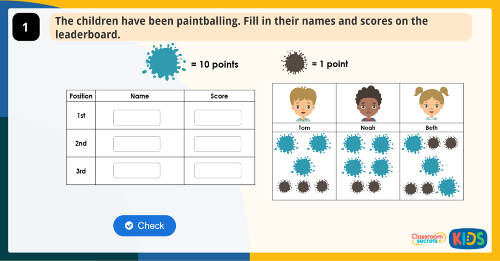 Year 2 Place Value Problems Activity