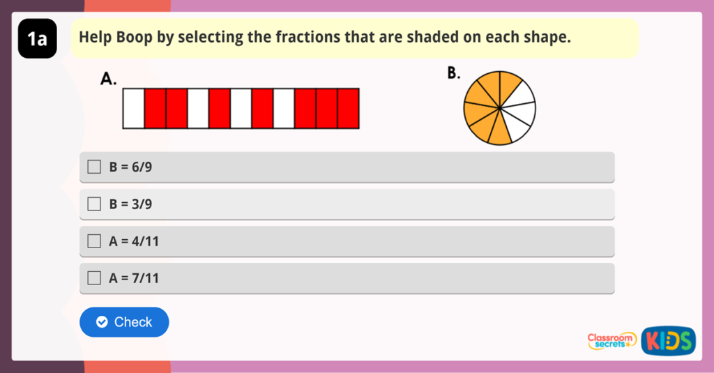 Year 3 Making the Whole Fraction Reasoning Activity