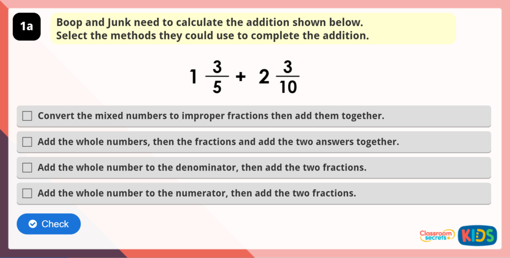 Add Mixed Numbers Reasoning Practice