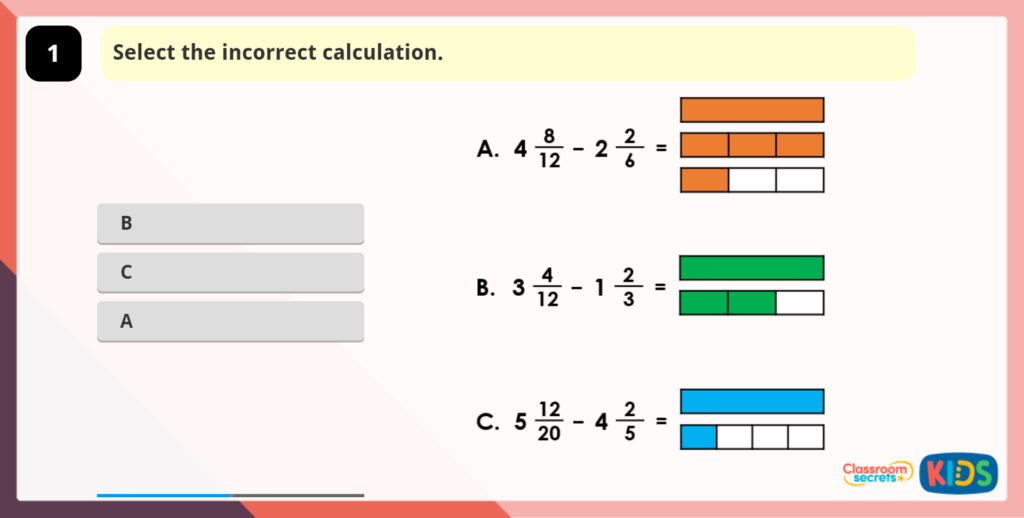 Subtract 2 Mixed Numbers