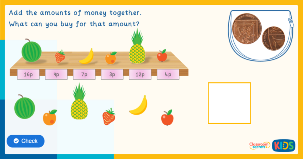 Reception Adding Coins Activity