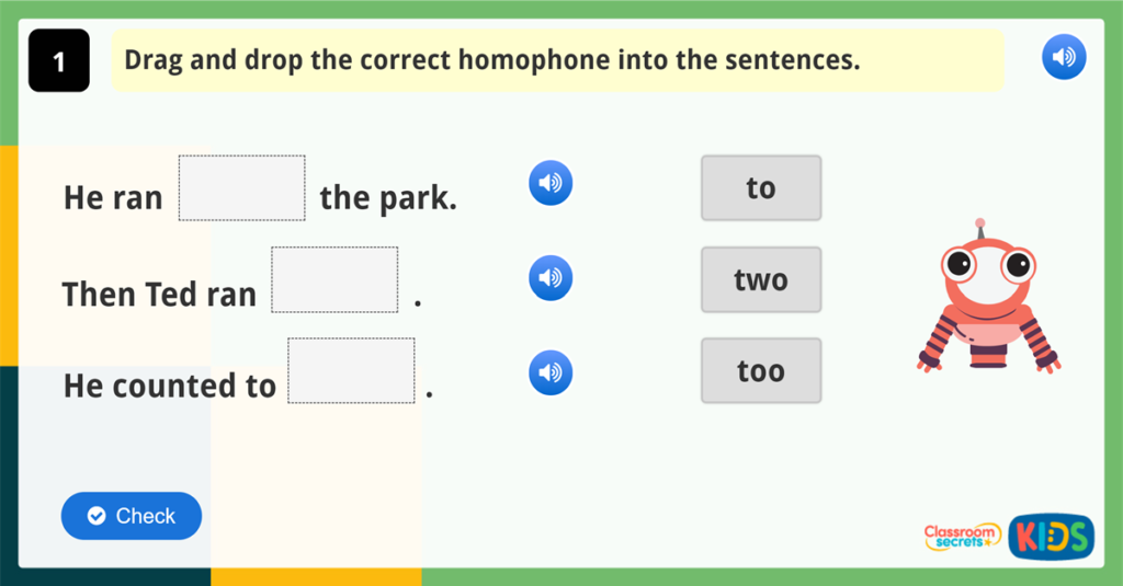 Year 1 Vocabulary Challenge Game