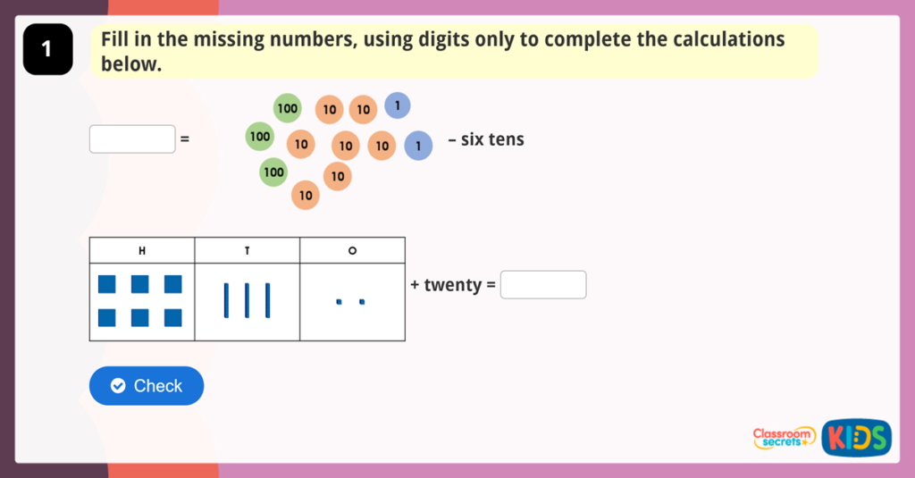 Year 3 Add and Subtract 3-Digit Numbers and Tens Game
