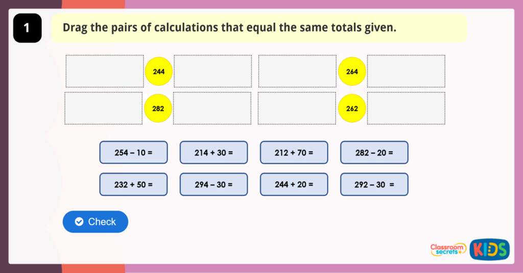 Year 3 Add and Subtract 3-Digit Numbers and Tens Game