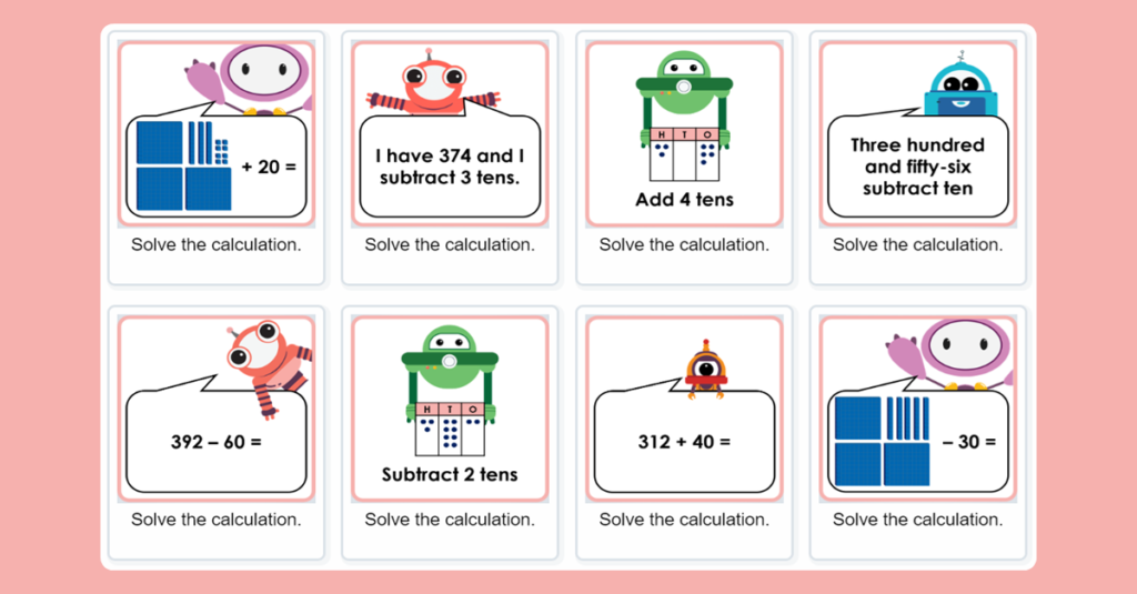 Year 3 Add and Subtract 3-Digit Numbers and Tens Sequencing Game