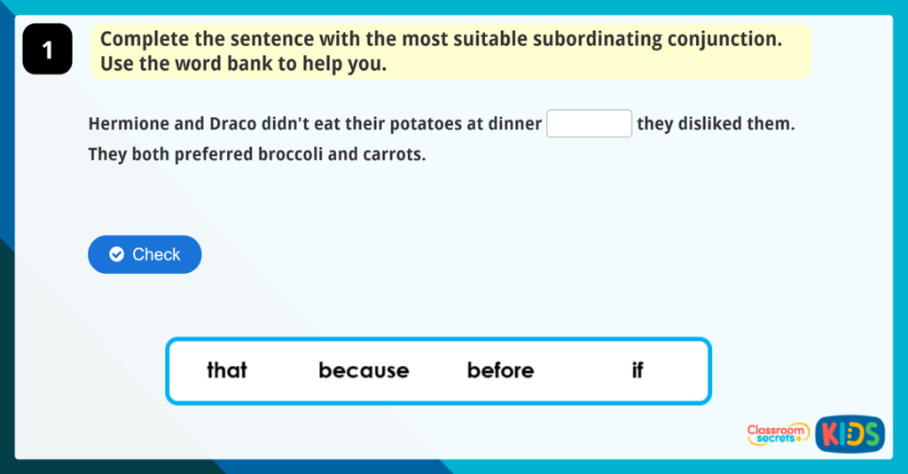 Year 3 Extending Sentences by Using Conjunctions Game 2