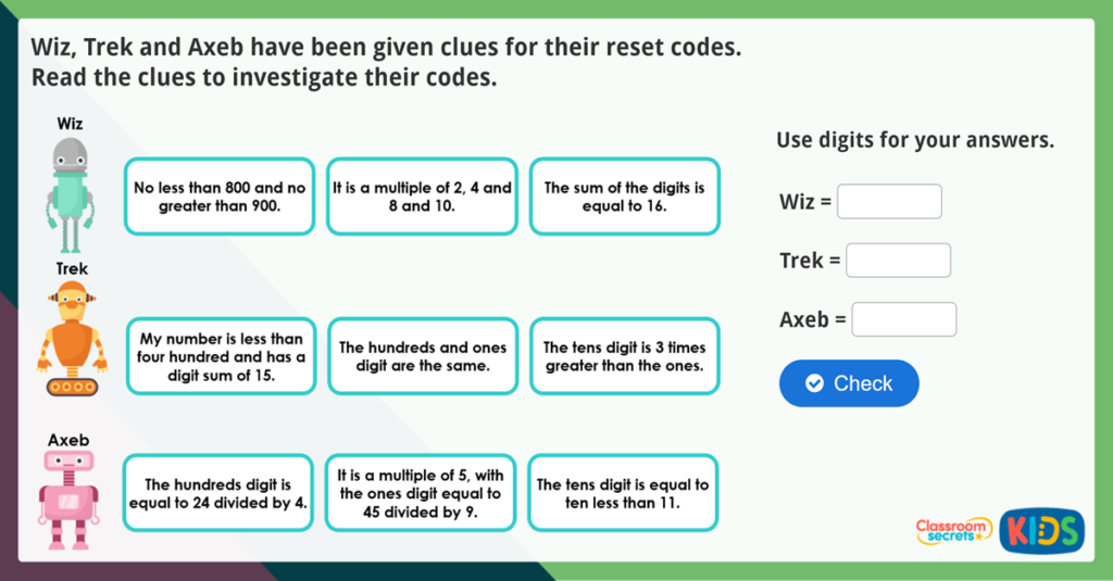 Year 3 Solve Number Problems Maths Challenge
