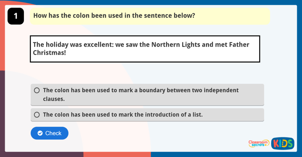 Colons to Mark Boundaries and Lists Game