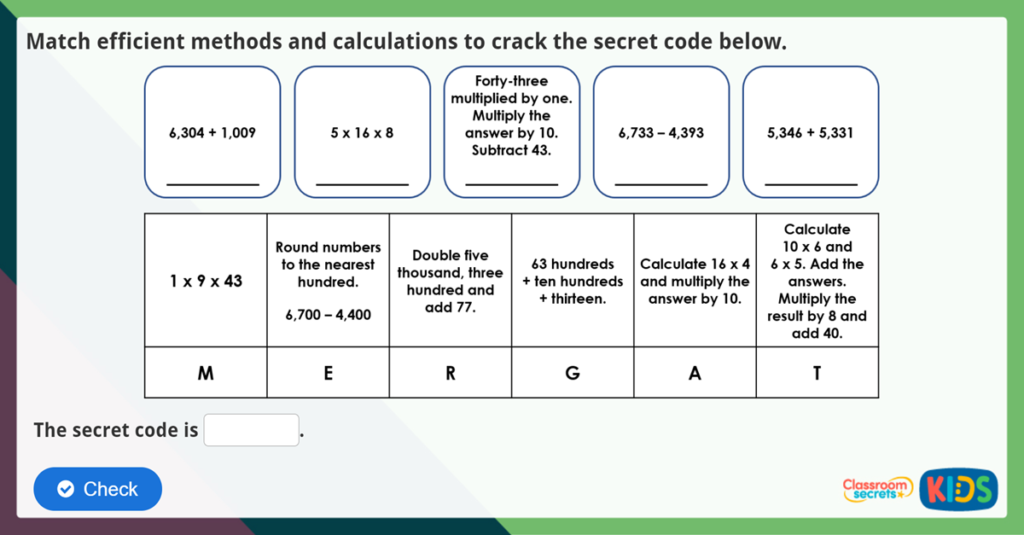 Year 6 Mental Calculations Maths Challenge