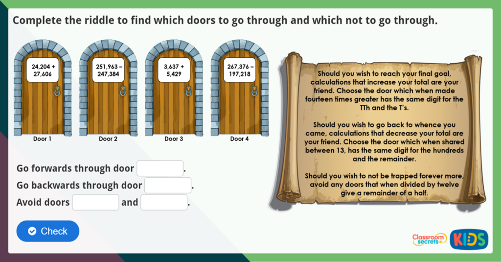 Solve Problems Involving Four Operations Maths Challenge