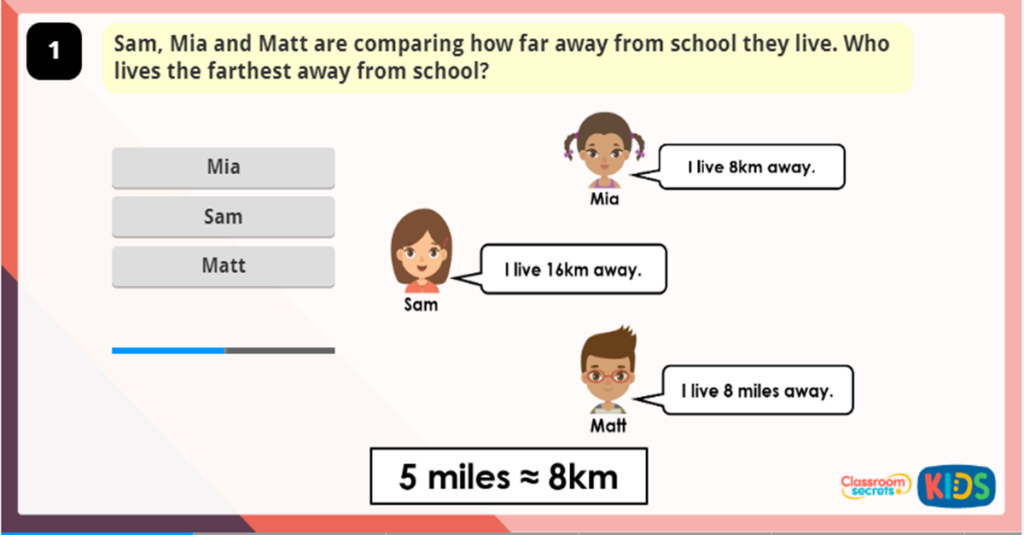 Year 6 Miles and Kilometres Game