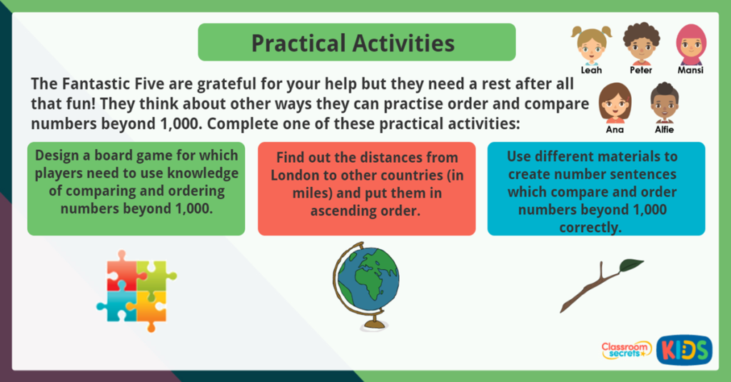 Year 4 Order and Compare Numbers Practical Activities