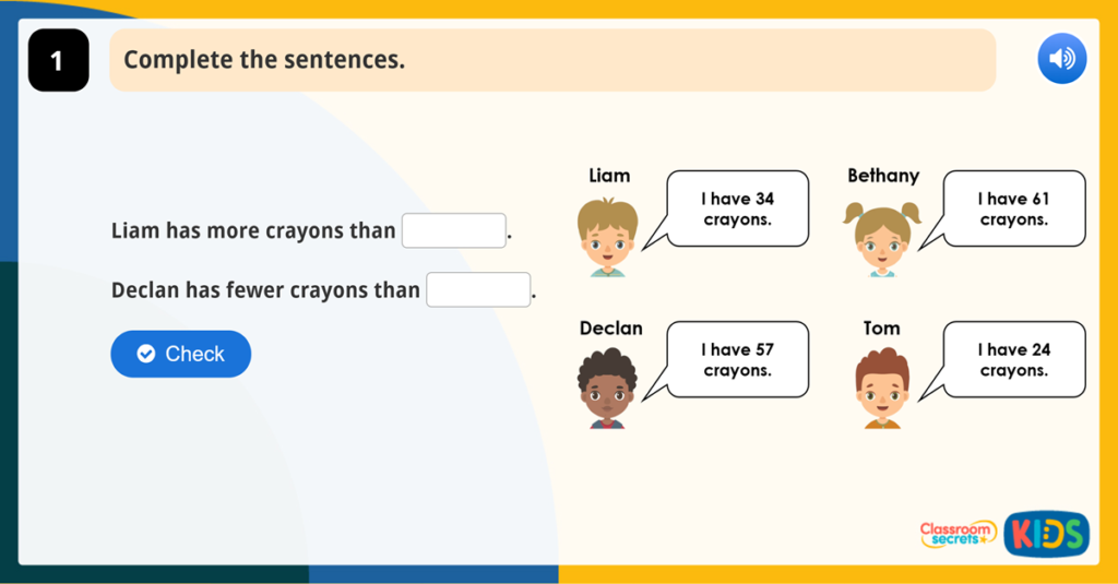 Year 1 Comparing Numbers Activity