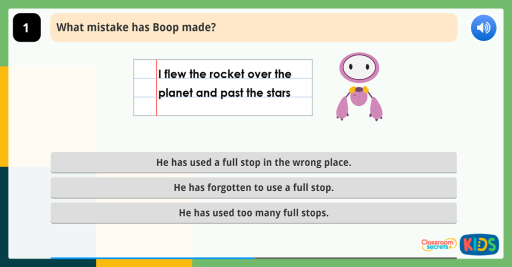 Year 1 Full Stops Activity