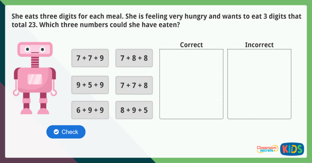 Year 2 Three 1-Digit Numbers Activities