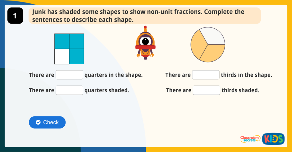 Year 2 Non-unit Fractions Activity