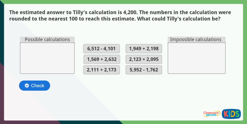 Year 4 Estimate and Use Inverse Operations Maths Challenge