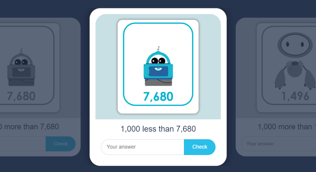 Year 4 Find 1,000 More and Less Flash Cards
