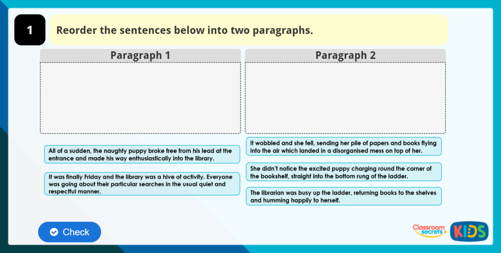 Year 4 Identifying Paragraphs Game