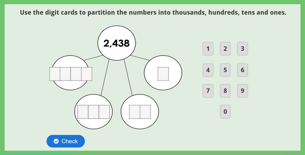Year 4 Partitioning Numbers Game