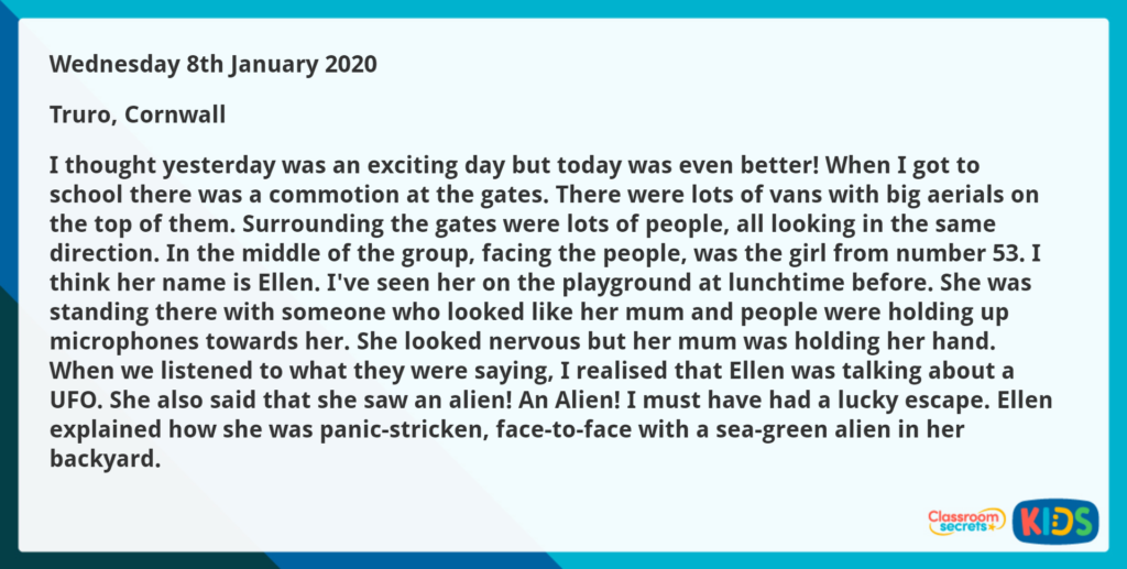 Year 4 Summarise Ideas Reading Comprehension Diary Entry 2