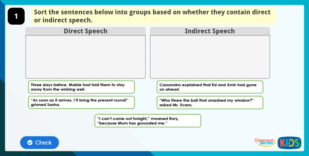 Year 4 Using Speech in Paragraphs Game