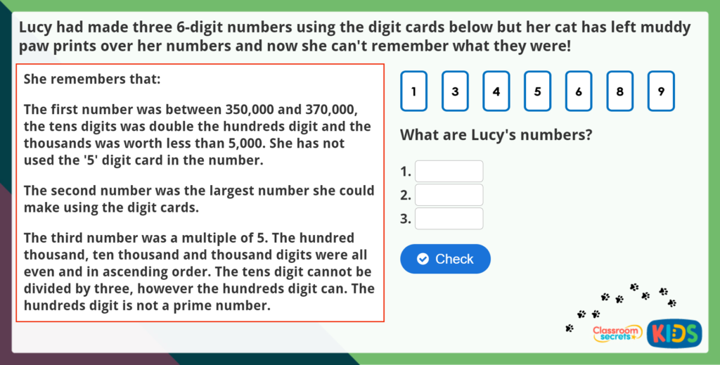 Year 5 Determine the Value of Each Digit