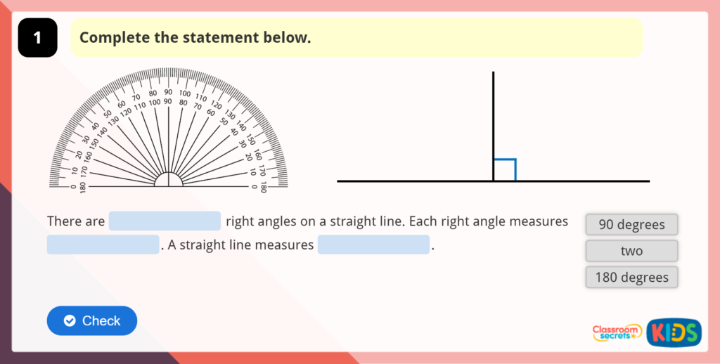 Year 5 Angles on a Straight Line
