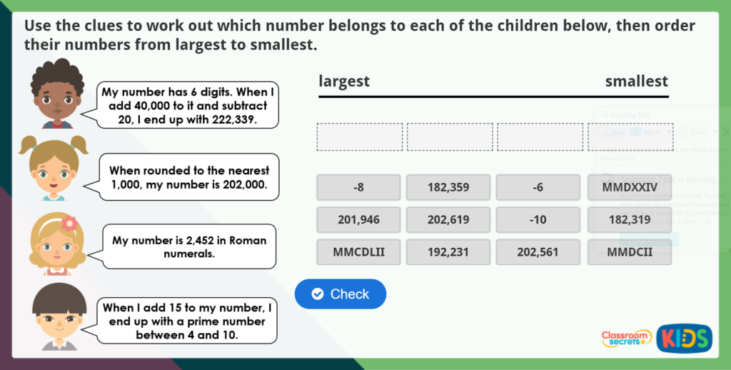 Year 5 Problem Solving with Place Value Maths Challenge