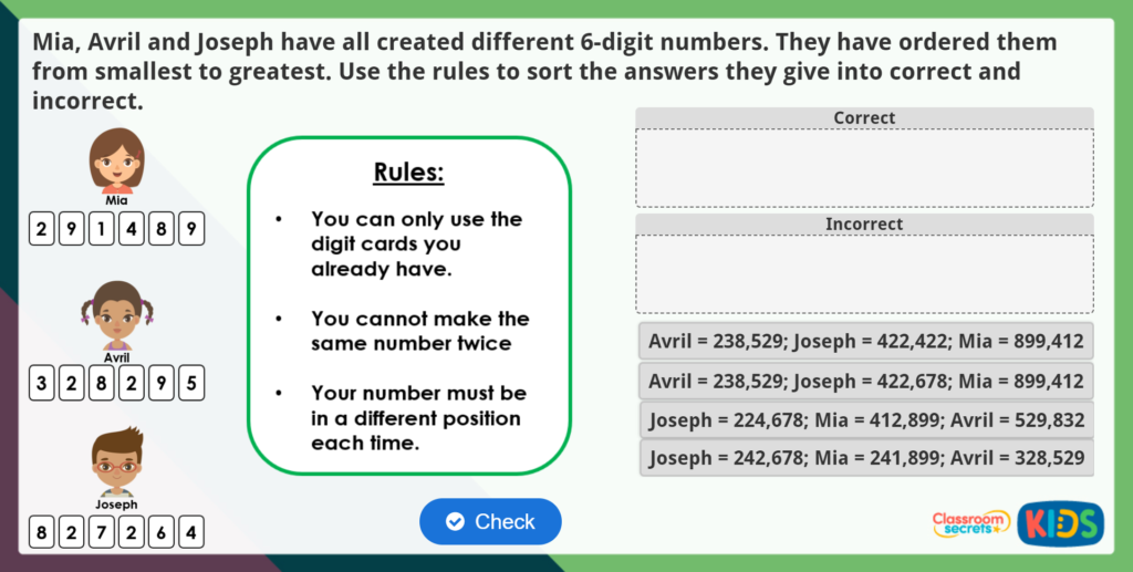 Year 5 Read, Write, Order and Compare Numbers up to 1,000,000