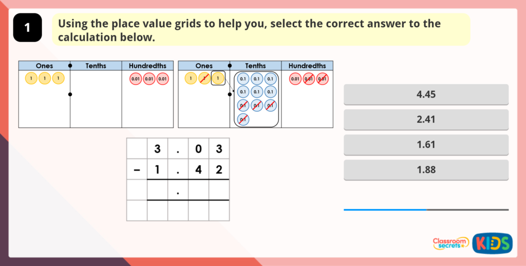 Year 5 Subtracting Same Decimal Places
