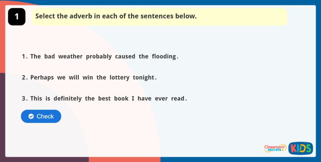 Year 5 Using Adverbs for Possibility Game 1