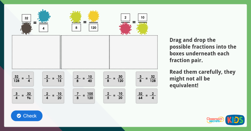 Year 6 Simplify Fractions Challenge