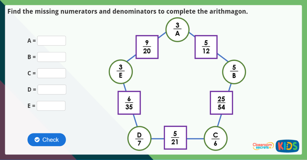 Year 6 Multiply Fractions by Fractions Challenge