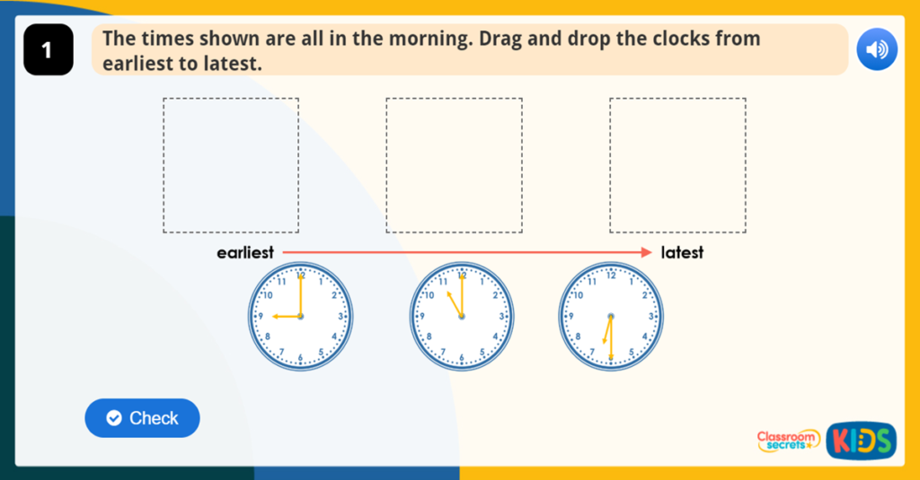 Year 1 Compare and Describe Time Interactive Game