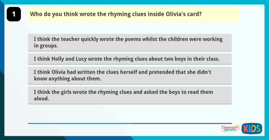 Year 3 Reading challenge using playscripts for inference