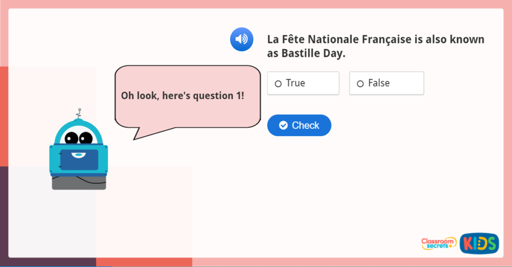KS1 Bastille Day Quiz with audio