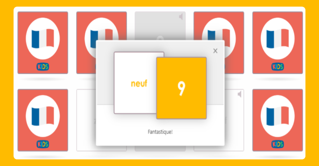 French Numbers to 10 Game matching game