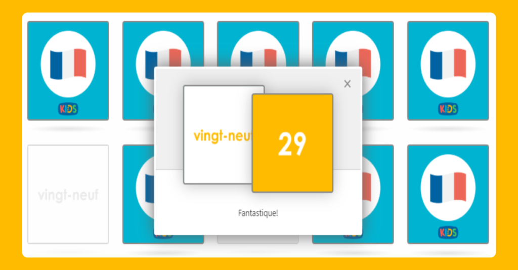 Matching Card Game French Numbers up to 30