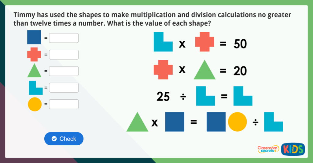 Year 2 The 2, 5 and 10 Times Table Maths Challenge
